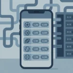 Illustration showing betting odds data flowing from servers into a sportsbook app on a phone